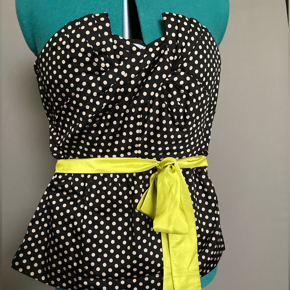 Odille for Anthropologie Polka Dot Corset Top Size 2